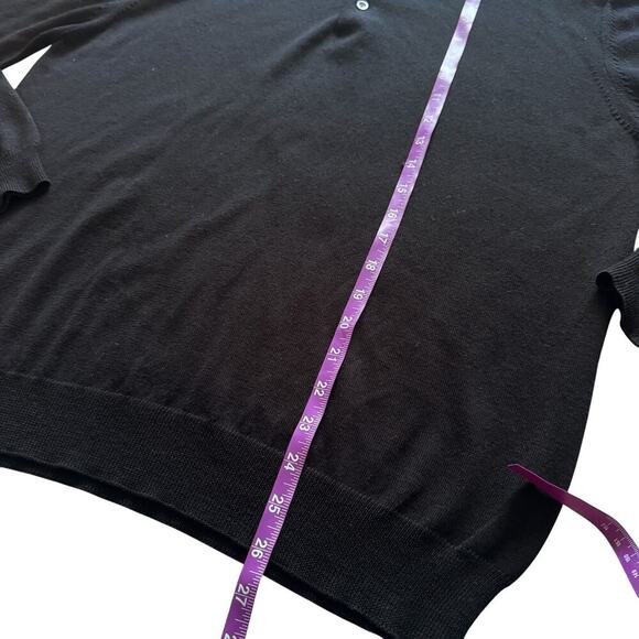 Bachrach 100% Merino Wool Mens Sweater Sz M Med Black 1/4 button Thin Preppy - Picture 5 of 10